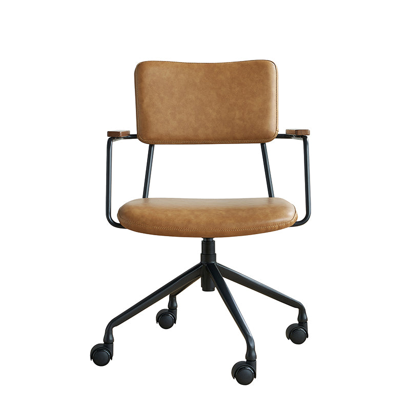 Brown#way2furn-industrial-modern-swivel-chair-fabric-leather-7793-home-office-area-14