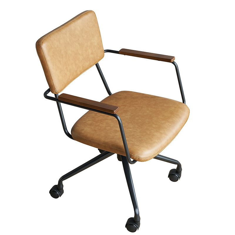 Brown#way2furn-industrial-modern-swivel-chair-fabric-leather-7793-home-office-area-15