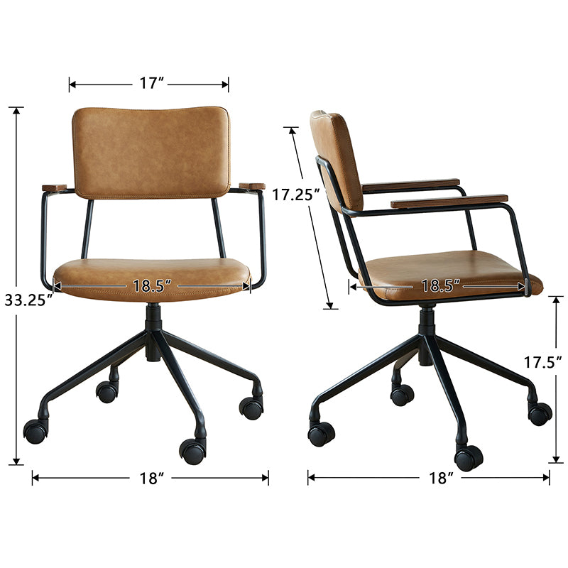 Brown#way2furn-industrial-modern-swivel-chair-fabric-leather-7793-home-office-area