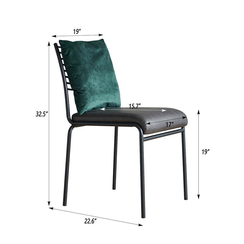 Ebony Black#way2furn-upholstered-ladder-back-iron-frame-pu-dining-chiar-241-dining